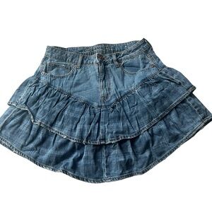 American Eagle Women's Denim Ruffle Mini Skirt Size 6 NWOT